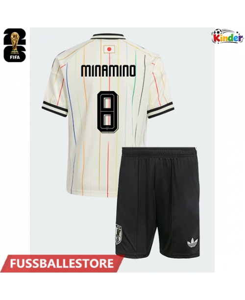 Günstige Japan Takumi Minamino #8 Auswärts Trikotsatzt Kinder WM 2026 Kurzarm (+ Kurze Hosen)